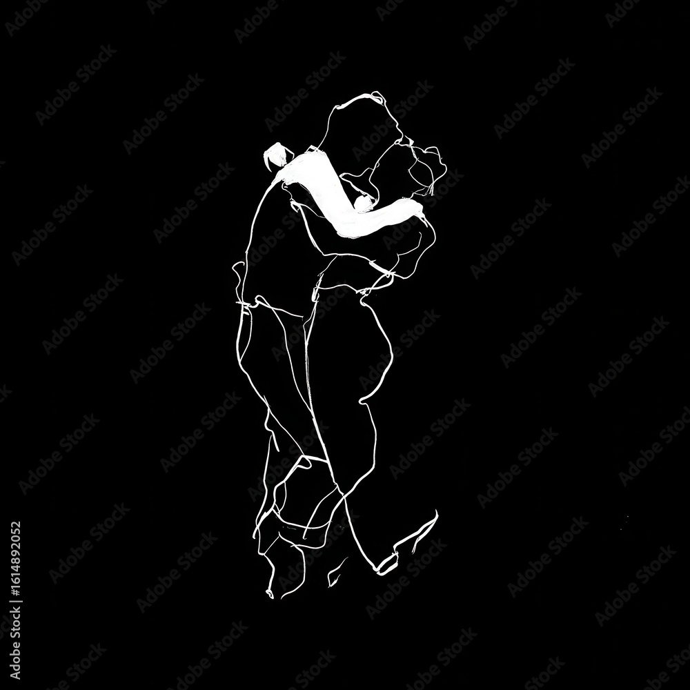 Fototapeta premium Two figures embracing in a dynamic pose.