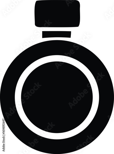 Simple silhouette icon of a classic oval flask with a cap representing a beverage container or liquid storage