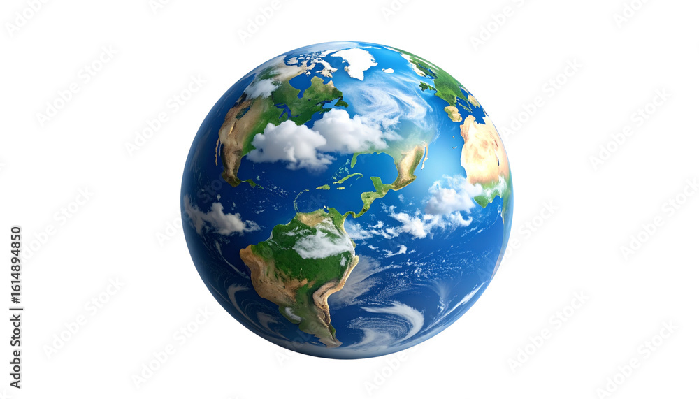 Fototapeta premium Blue and green globe on white background 