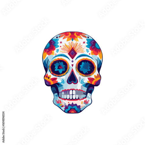 Floral Mexican Sugar Skull Illustration