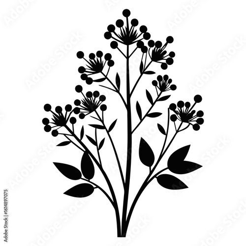 silhouette vector of woad plant on white background