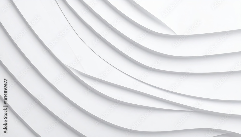 Fototapeta premium Abstract White Paper Layered Effect with Curved Lines and Shadow Play in Neutral Tones