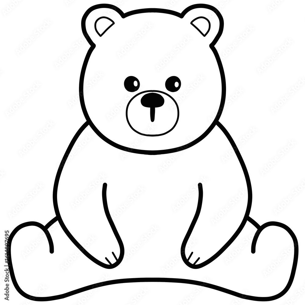 Obraz premium Hand drawn cartoon illustration outline of a sitting bear