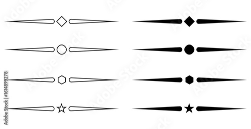 set of text separator shapes in outline. decorative line divider set. vector illustration.