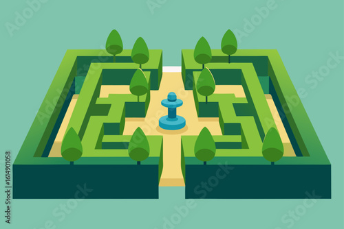 Overhead view of garden maze