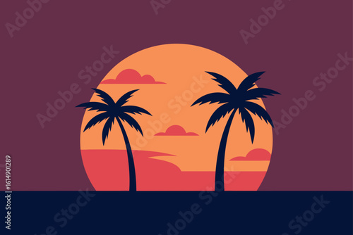 Wallpaper Mural Silhouetted palms at sunset Torontodigital.ca