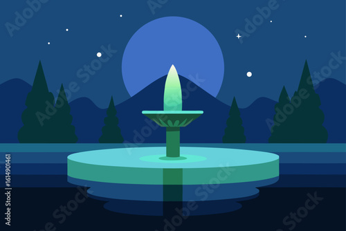 Fountain under the moonlight sky