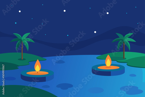Candles floating on the water