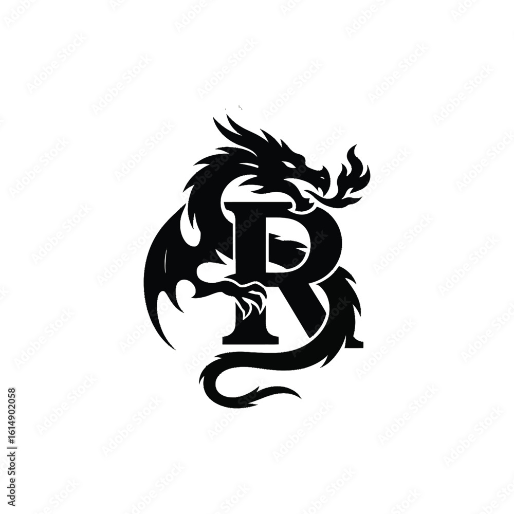 Naklejka premium Stylized dragon illustration isolated on white background isolated on transparent background