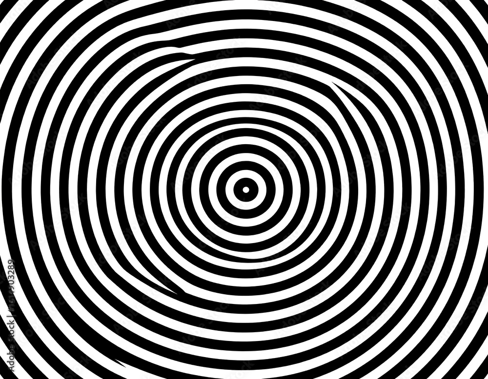 Concentric circles in black and white, slightly distorted near the left edge Concentric circles in black and white, slightly distorted near the left edge
