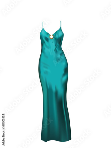 Blue elegant steen dress, vector illustration