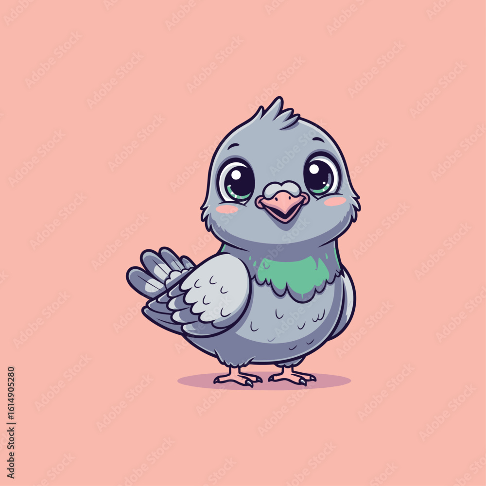 Fototapeta premium A cute happy lovely pigeon cartoon illustration