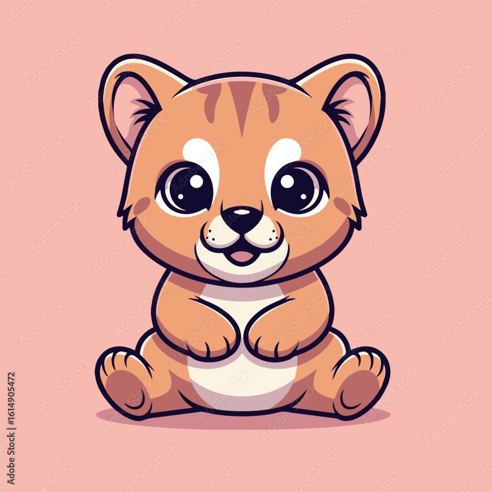 Fototapeta premium A cute happy lovely puma cartoon illustration
