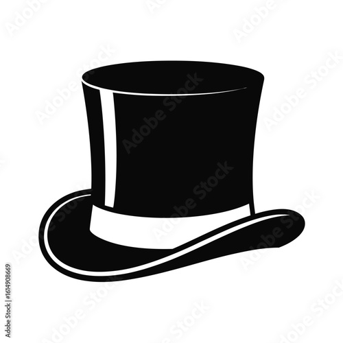 Classic black top hat with white band