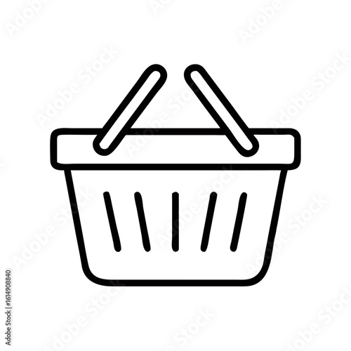 Shopping basket icon in minimalist design on white background  