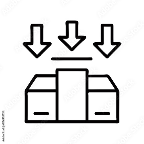 Unpacking stock decrease icon with arrows pointing downwards  