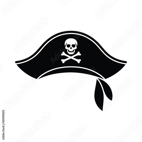 Black pirate hat with skull and crossbones emblem