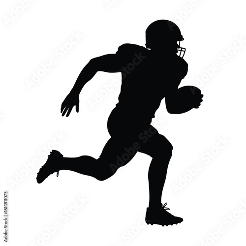 Silhouette of a football player running with the ball