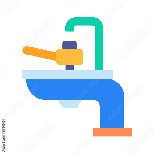 Colorful flat design sink with faucet in modern style  