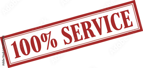 Red '100% SERVICE' Rubber Stamp Vector Graphic Isolated on White Background