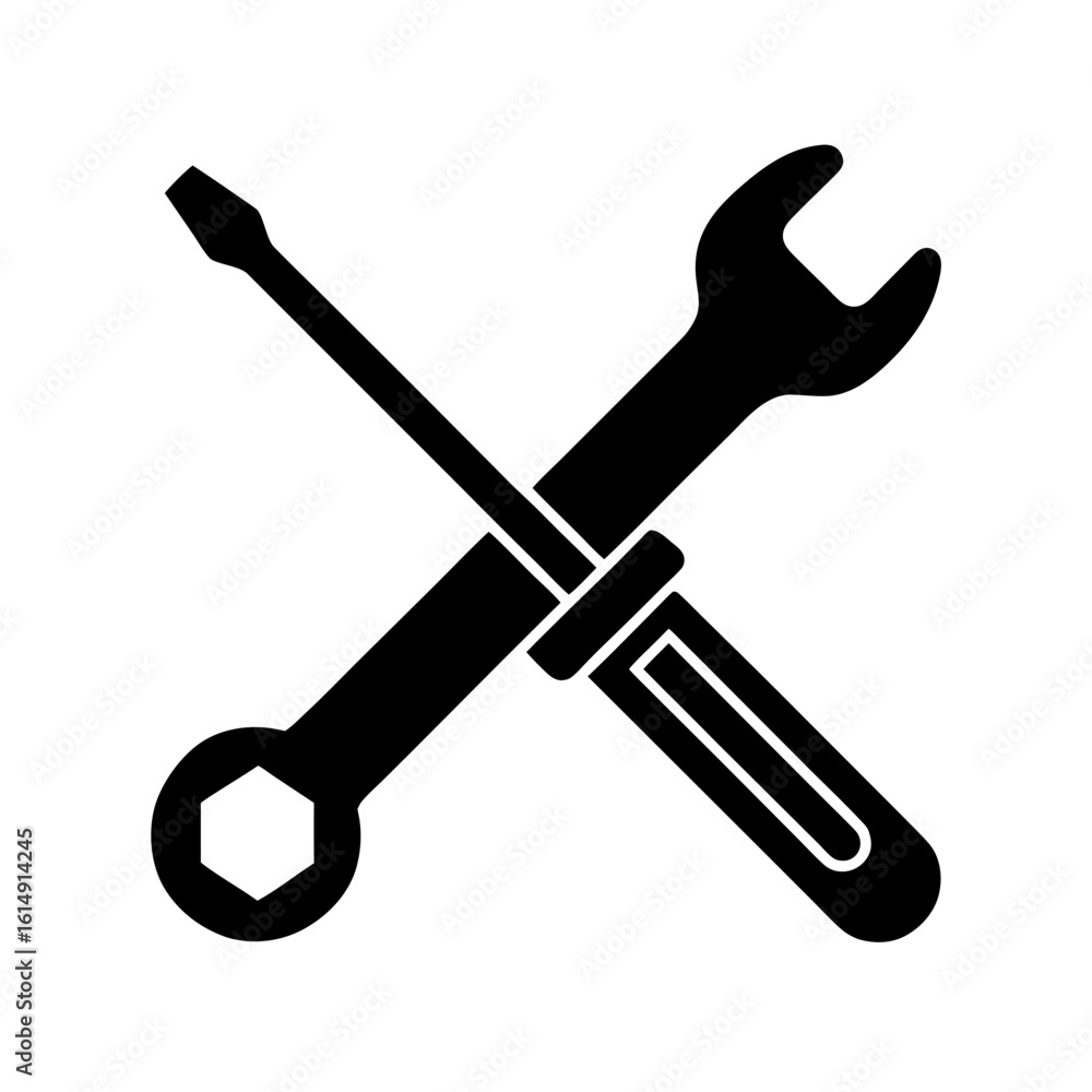 Screwdriver Crossed with Wrench Vector Flat and Clean Screwdriver Crossed with Wrench Vector Flat and Clean