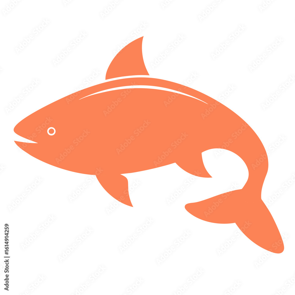 Fototapeta premium Stylized orange fish with a white eye and subtle white lines on its back swimming gracefully