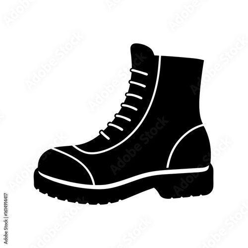 Steel Toe Boots Silhouette Vector Flat and Clean