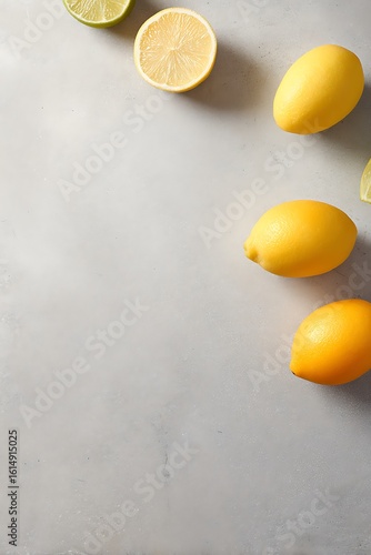 Citrus fruits on a grey surface