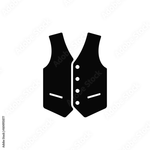 Black vest icon with buttons and pockets