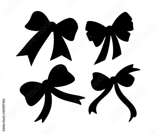 set of bows, bows, bow, set, collection, ribbon, gift, decoration, design, isolated, icon, fashion, 