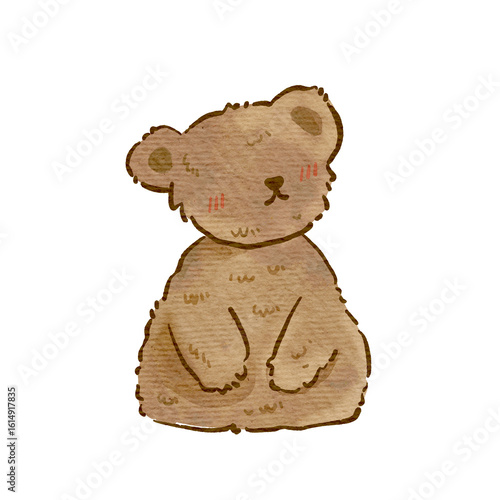 Cute Brown Bear Sitting Illustration