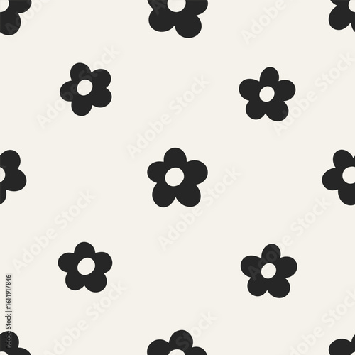 Daisy flowers, seamless pattern. Endless floral texture, simple summer backgr...