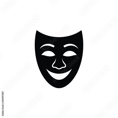 Black comedy tragedy theater mask icon