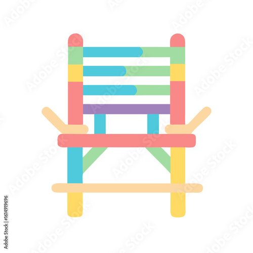 Colorful wooden chair in minimalistic flat design style  