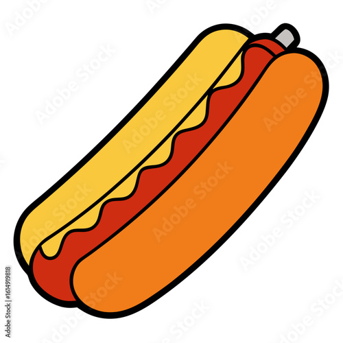 Vector illustration of a hot dog with mustard
