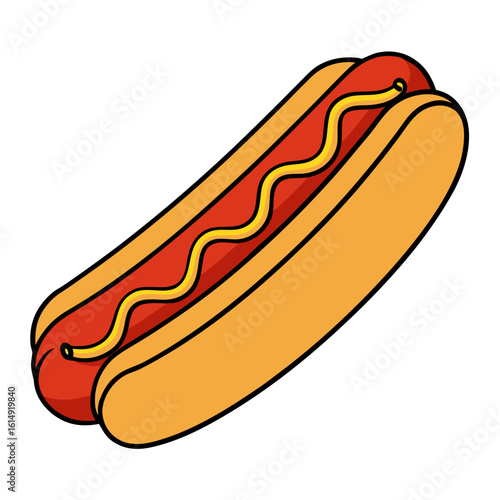 Vector illustration of a hot dog with mustard