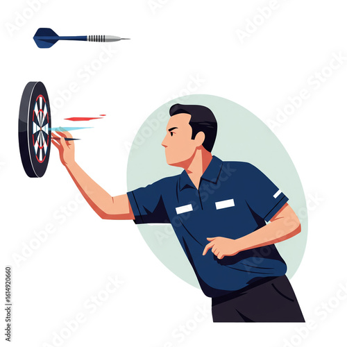 A focused male athlete demonstrates precision and skill while aiming a dart at the during a game.