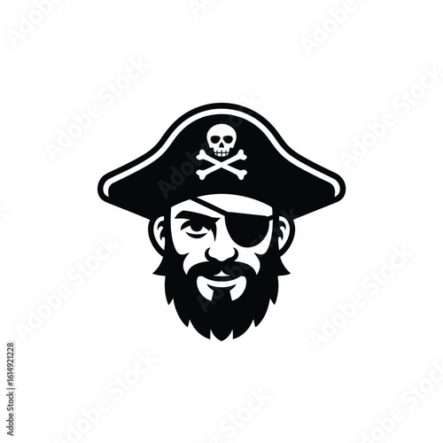 Fierce pirate with eyepatch and skull and crossbones hat