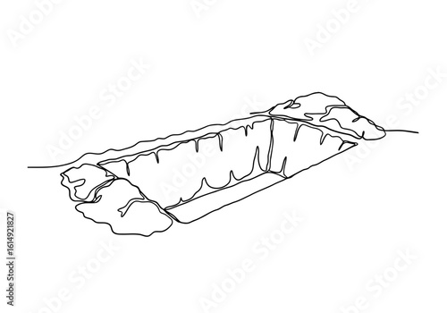 Vector art of a simple line drawing of a trench or ditch dug into the ground for construction purposes