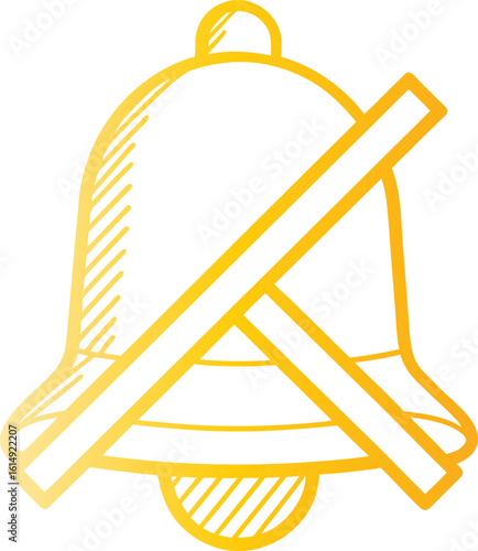 Yellow bell icon with diagonal line symbol for silent mode mute sound off