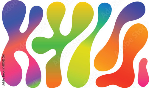 colorful liquid shapes, vibrant gradient abstract blobs with organic deformation pattern and smooth flowing forms for modern digital design elements or trendy visual art backgrounds

