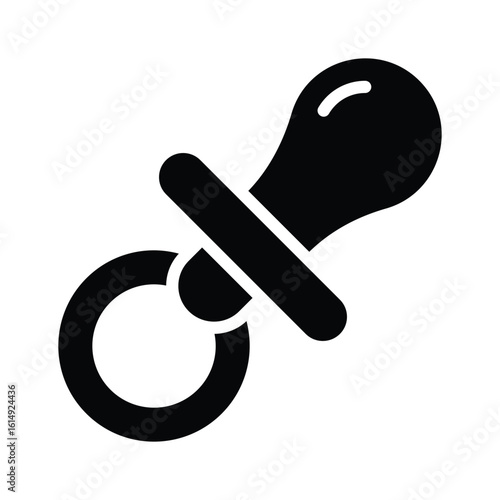 A glyph style icon showing a cute baby pacifier