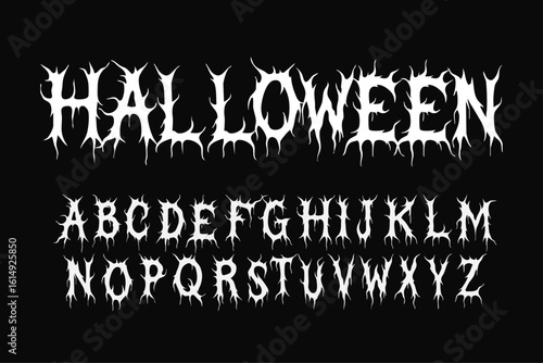 Hand drawn creepy Halloween font, vector graphic