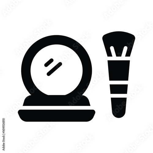 An glyph icon showing blush on with brush
