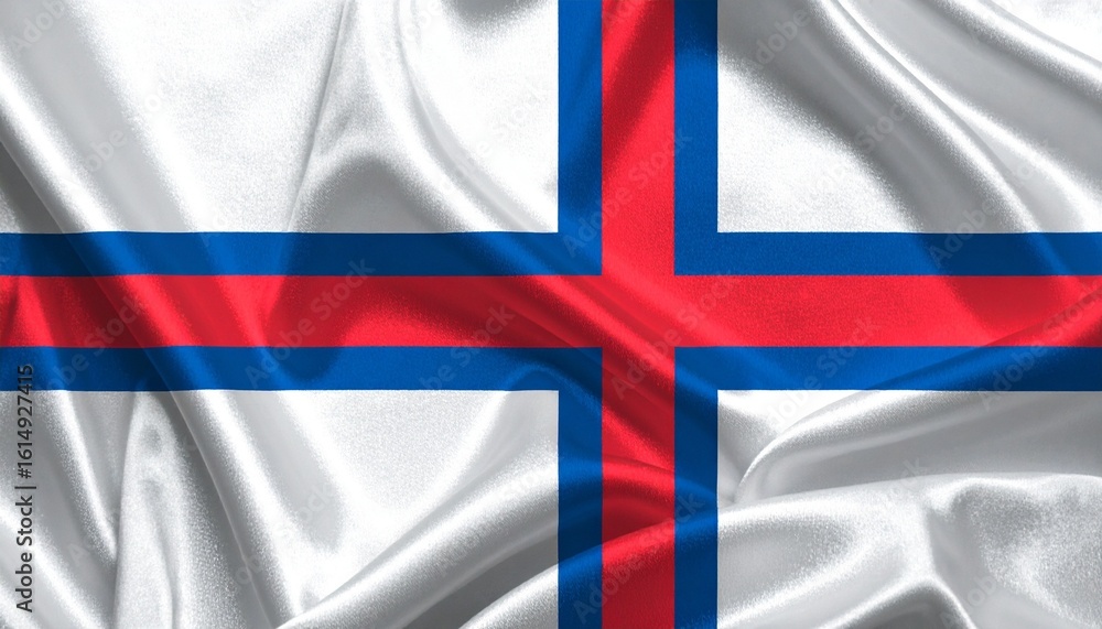 Fototapeta premium Flag of the Faroe Islands—white field with Nordic cross outlined in blue and filled with red, symbolizing faith, independence, and shared Nordic heritage.