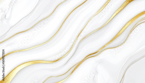 Abstract Marble Texture with Gold Veins and Subtle Folds in White Background