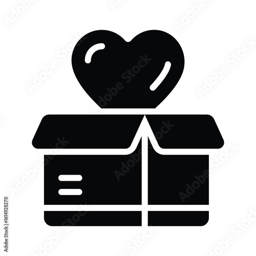 An amazing glyph icon of wrapped lovely gift box