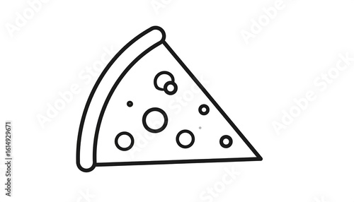 Simple black line drawing of a pizza slice