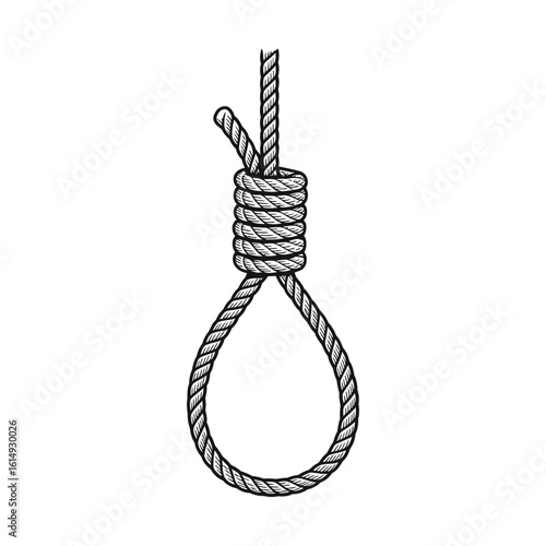 Vector illustration of a noose rope knot isolated on white