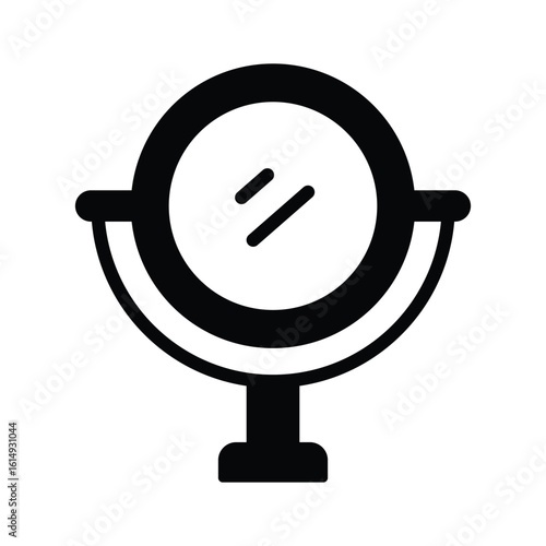 An editable glyph icon of tabletop vanity mirror